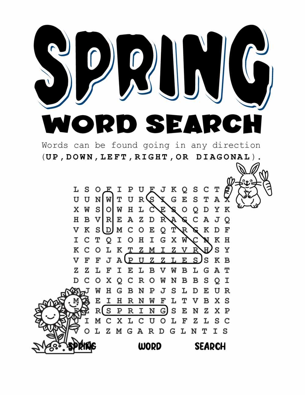 Spring Word Search Book For Kids